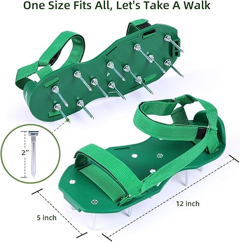 Miniatura 7 de Ohuhu Zapatos aireadores de césped con pala de acero inoxidable, zapato de aireación de instalación libre con correas de gancho y bucle, sandalias