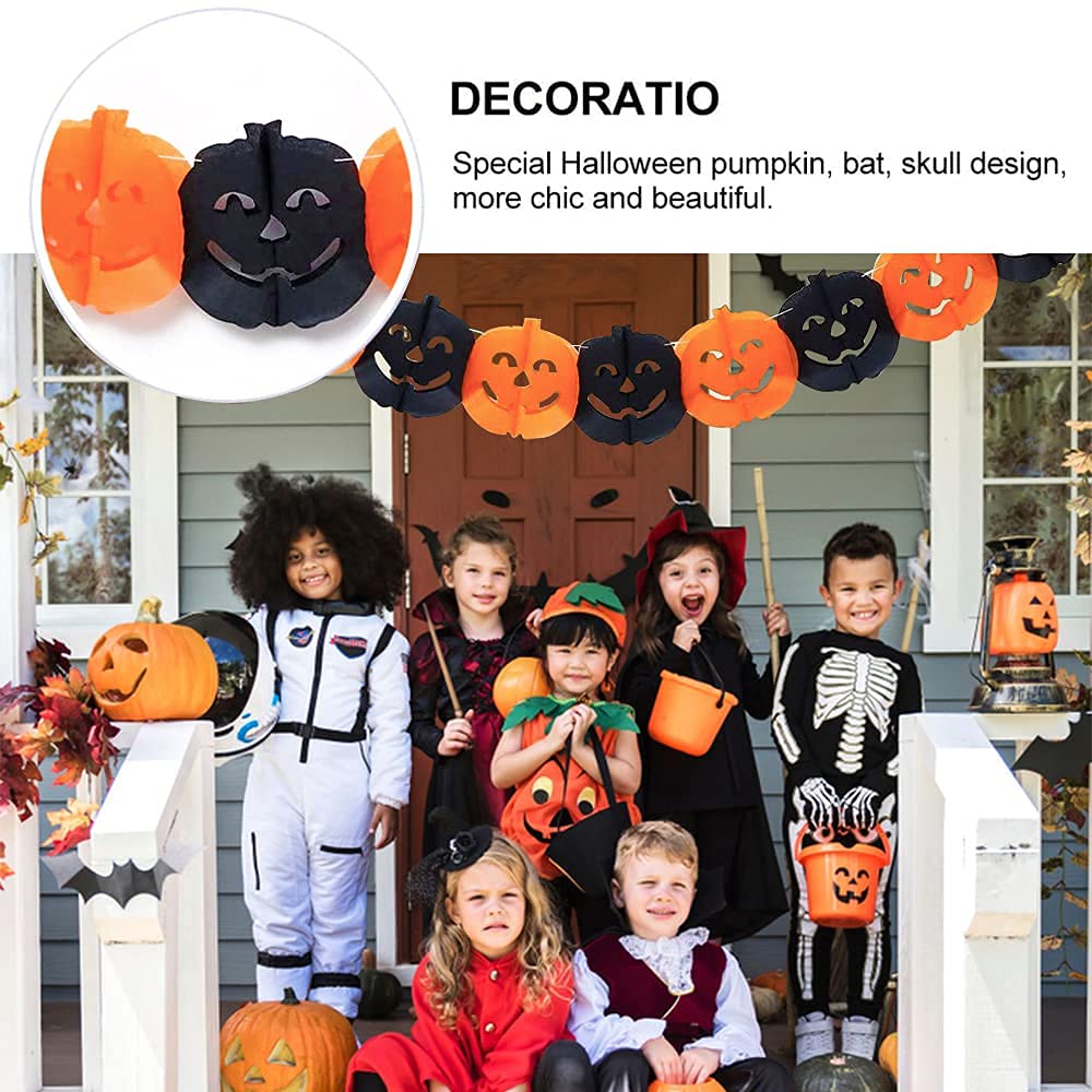 8-teiliges Halloween Dekoration Banner Set – 3 Meter Girlanden Mit Fledermaus, Kürbis, Geister-Motiven
