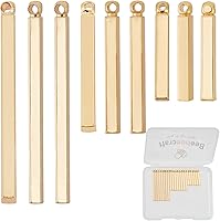 Vista 7 de Beebeecraft 1 caja de 30 dijes de barra vertical chapados en oro de 18 quilates de 3 tamaños