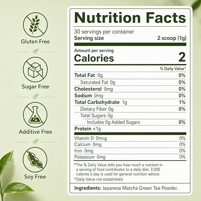 Té Matcha en Polvo Puro 30g, Vegano, Sin Gluten miniatura 2