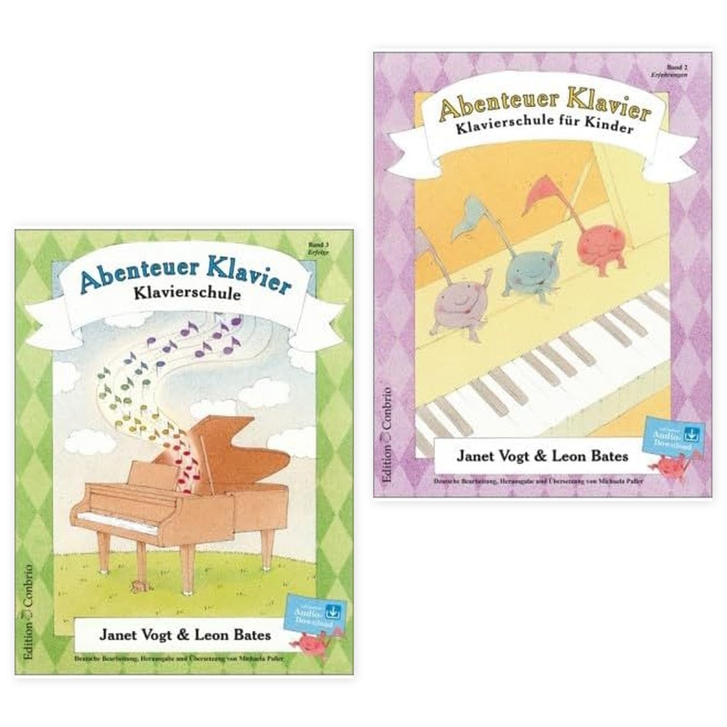 Aventura Piano Band 2 + 3 banda principal | Experiencias + logros | Escuela de piano para niños | Janet Vogt/Leon Bates | ISBN 9783909415274 + 9783909415281 | Cuaderno de partituras Soundman + 2 x