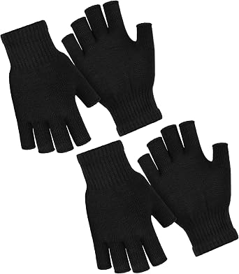 URATOT 2 Packs Winter Knitted Mittens Fingerless Gloves Warm Magic Half Finger Gloves for Men and Women