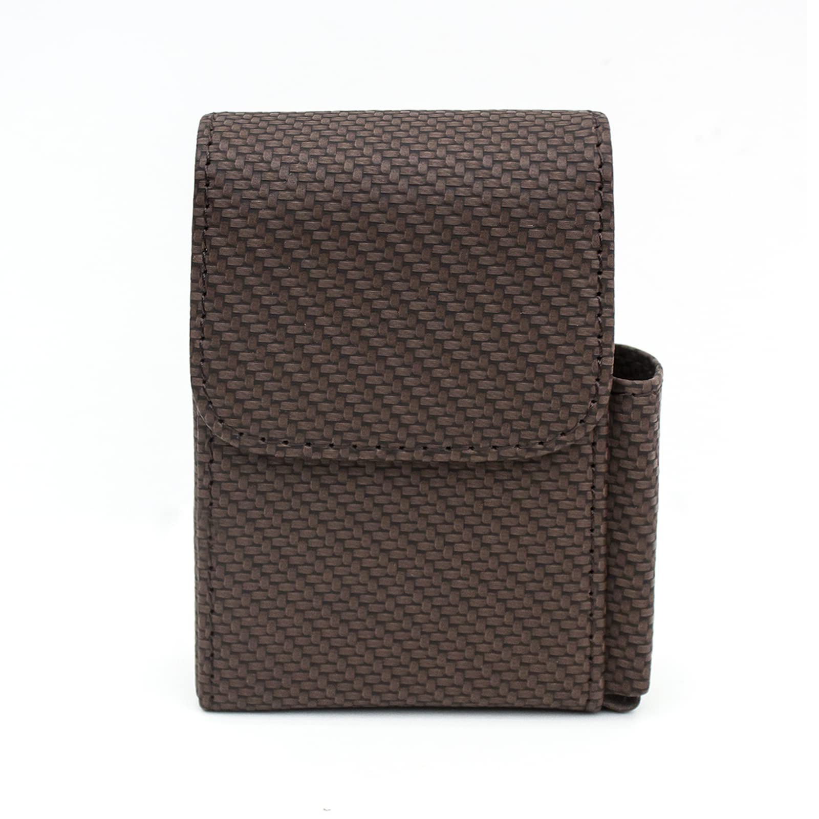 Boshiho Neutral Zigarettenhülle PU Leder für Zigarettenpackungen hochwertigem Leder und Feuerzeug Tasche (Woven Pattern Brown)