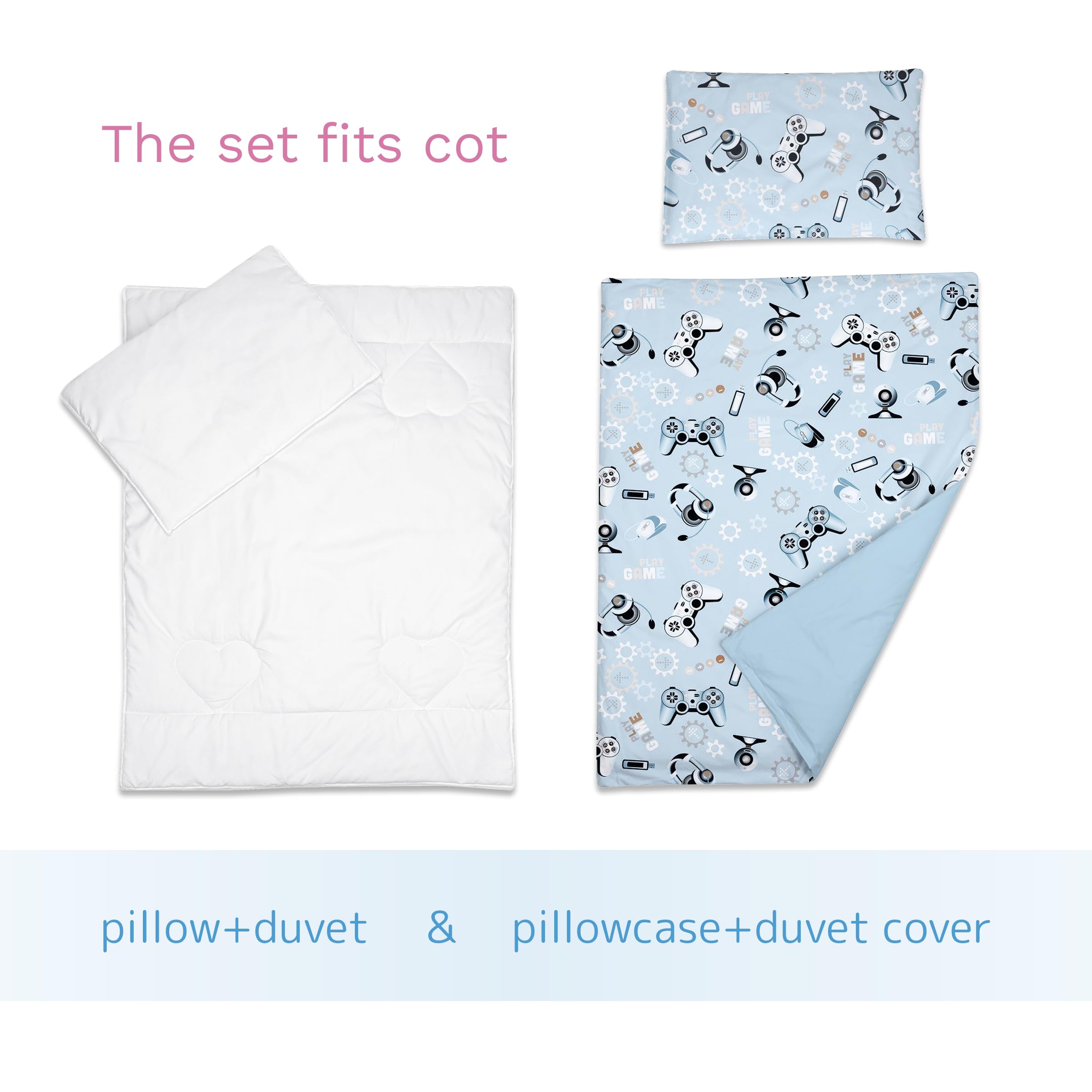 Baby Comfort 4 Piece Toddler Kids Cot Bed Set 120x90 cm Duvet Pillow Duvet Cover Pillowcase 12M+ (It's a Boy) — view 28