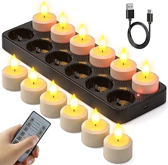 Lot De 14 Bougies LED Vacillantes - Blanc Chaud, Piles Incluses, 4 Cm De Haut, Pour Décorations De Fête