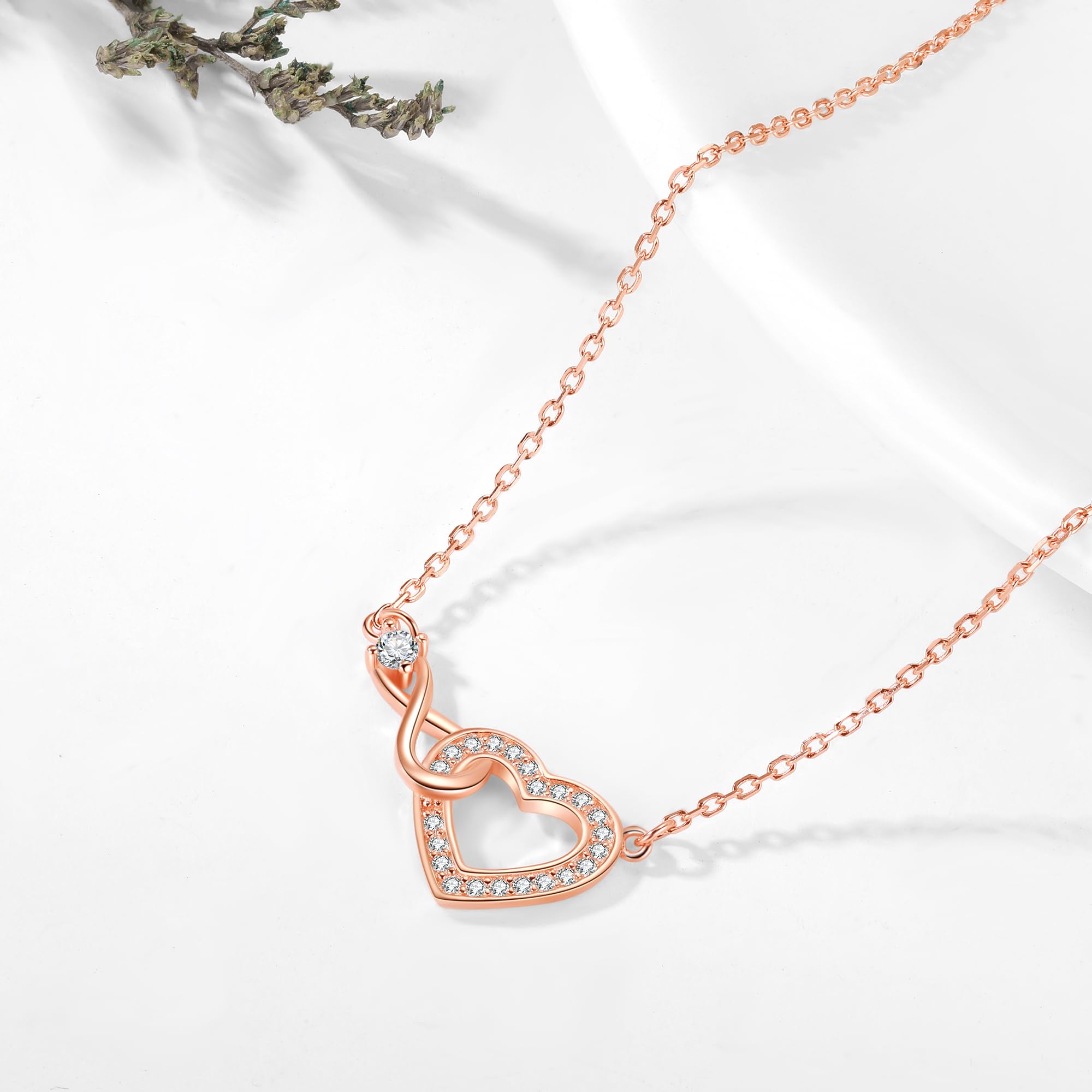 Jrêveinfini Infinito Cuore Collana Donna Bambina Argento 925 con Portagioie Regalo, Idee Regalo Natale Compleanno Donna Bambina, Regolabile 40 + 5 cm