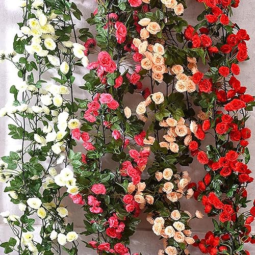 Miniatura 8 de 10 guirnaldas de rosas falsas, 7.5 pies, flores artificiales de vid para colgar en la mesa, boda, telón de fondo, arco, pared, fiesta, manto,