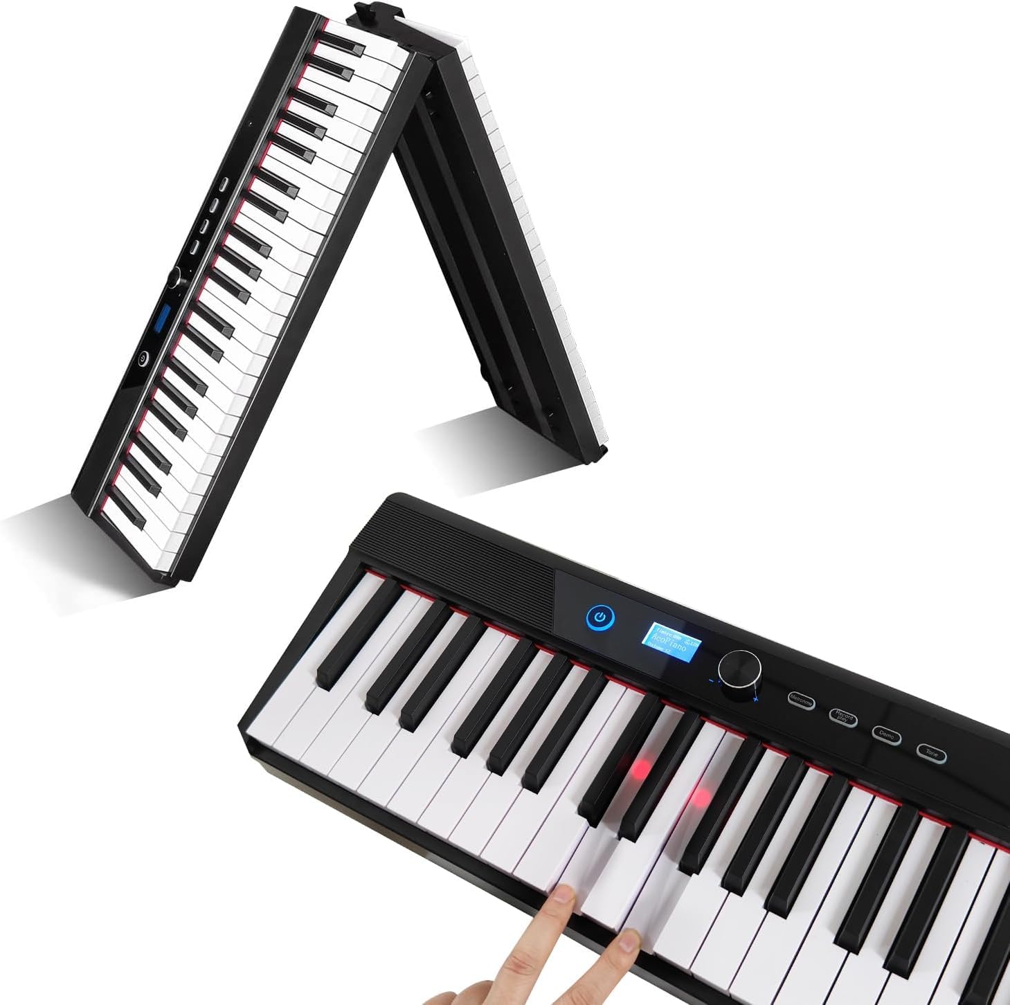 Coolmusic Tastiera pieghevole con 88 tasti, tastiera elettrica portatile Bluetooth, pianoforte digitale semi-ponderato, sensibile al tocco con custodia