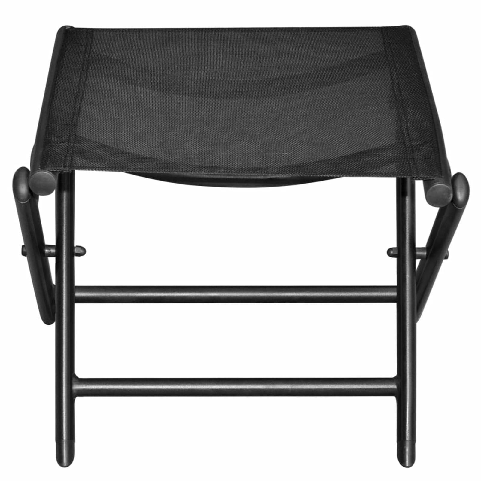 Homgoday Poggiapiedi Pieghevole Nero in Alluminio e Textilene, Poggiapiedi Divano, Pouf Poggiapiedi, Pouf Divano,Poggia Piedi per Divano