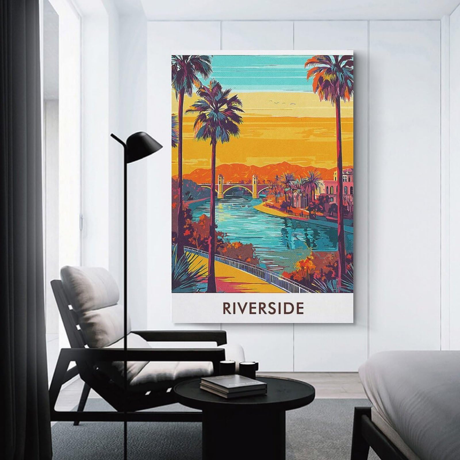 Junmoney Unframe-Style-14 Canvas Art Print Riverside Cityscape, 20X30inch(50X75cm), For Home Office, Desk Area Or Studio, Wall Art That Adds Style To Work Areas