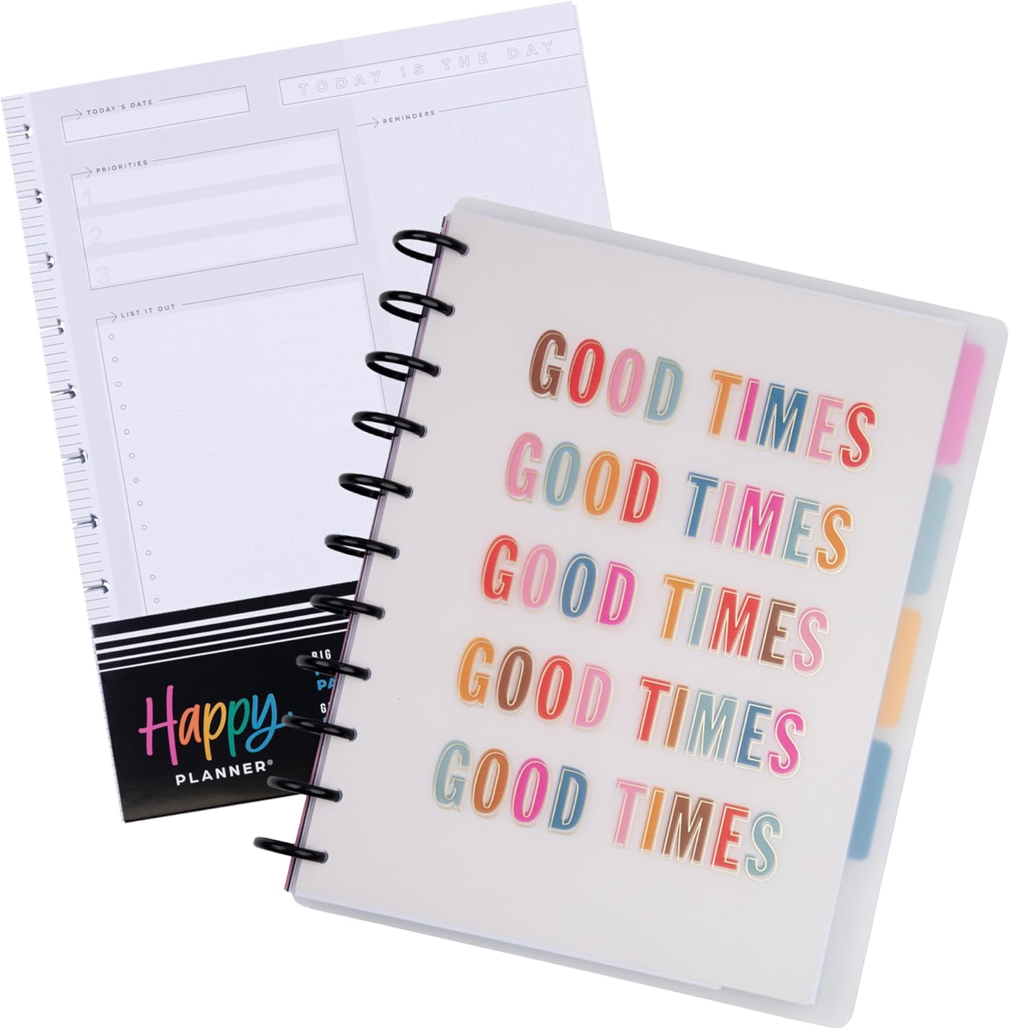 Happy Planner Undated Plans + Notes Monthly Planner Notebook Journal, 12-Month Planner, Good Going Magic Theme, Big Size, 95 Pages, 12 Planner Sticker Sheets, with Refill Paper