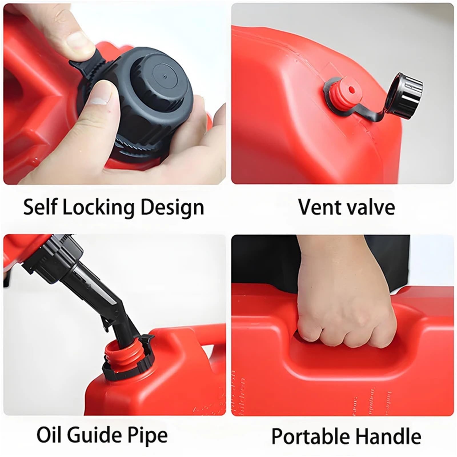 Bidón de combustible Tanque de gasolina portátil de gran capacidad de 10L, adecuado para tanques de combustible de respaldo para automóviles y motocicletas Bidón de Gasolina(10LBlack And Lock)