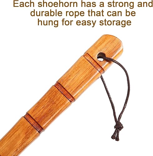 Miniatura 3 de Bocina de madera de alta calidad, 2 calzadores duraderos, de mango largo de 13 pulgadas, cucharas de ayuda para personas mayores, niños, embarazo,