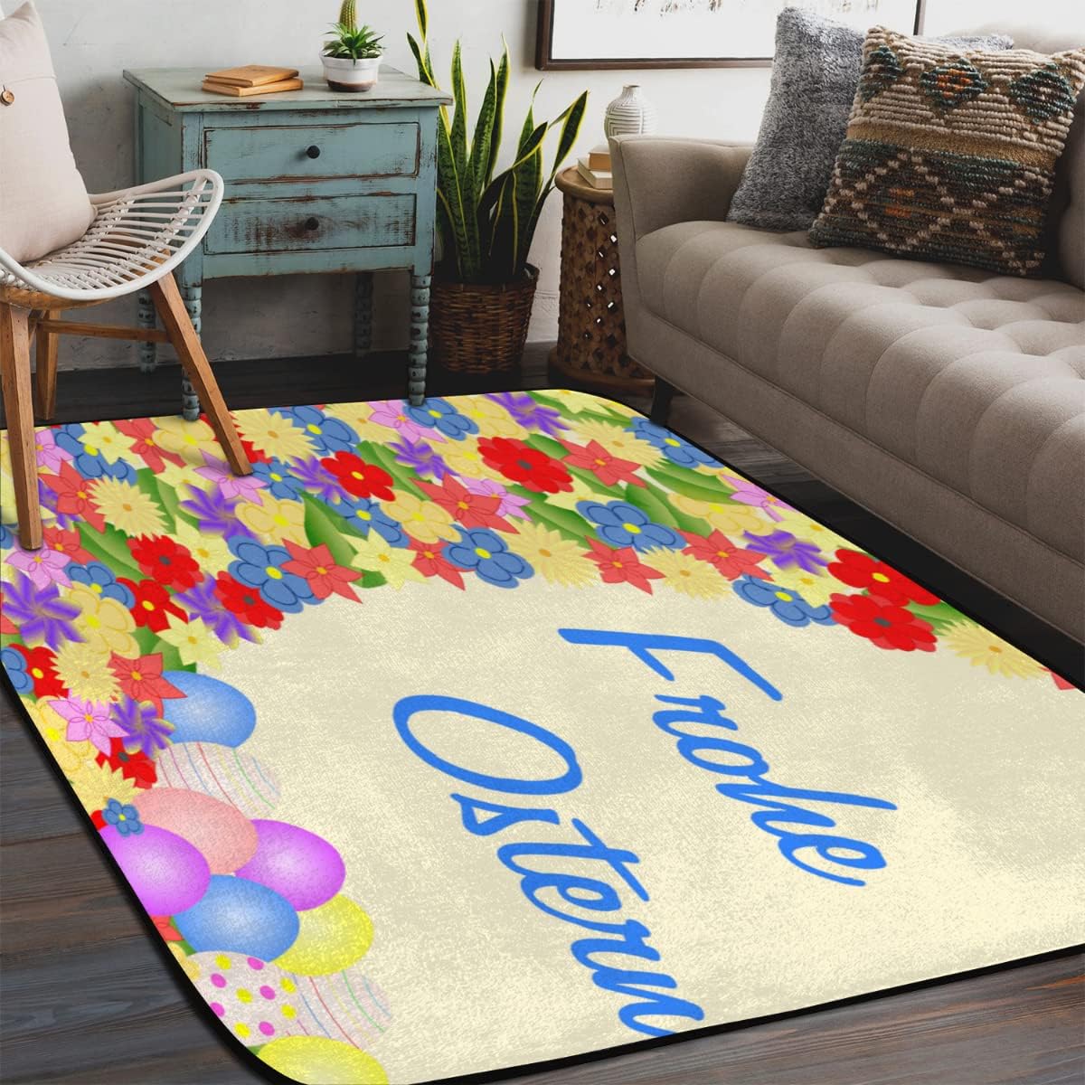 5 x 7 Happy Easter Eggs Super Soft Area Rug for Kids Baby Nursery, Rugs for Living Room, Room Decor for Baby