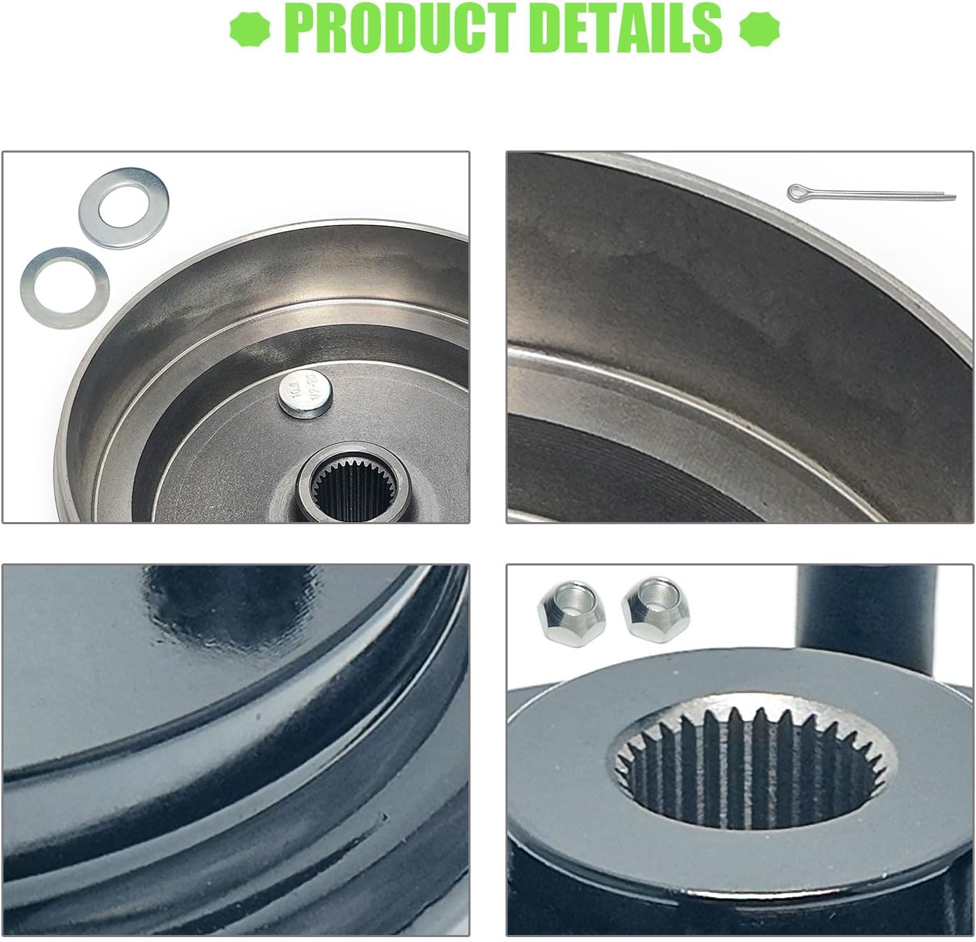 Golf Cart Brake Drum Assembly Kit with Large Centre Hole and 30 Splines Compatible with 1991-up EZGO TXT Medalist Columbia 4 Cycle Gas Replaces 21807G1-1 Pack