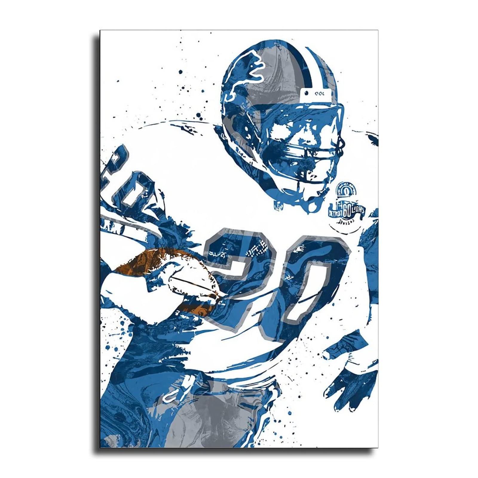 SULANBarry Sanders Sports Player Posters HD Printed Posters and Prints Oil Paintings on Canvas Home Decor Art Wall Art for