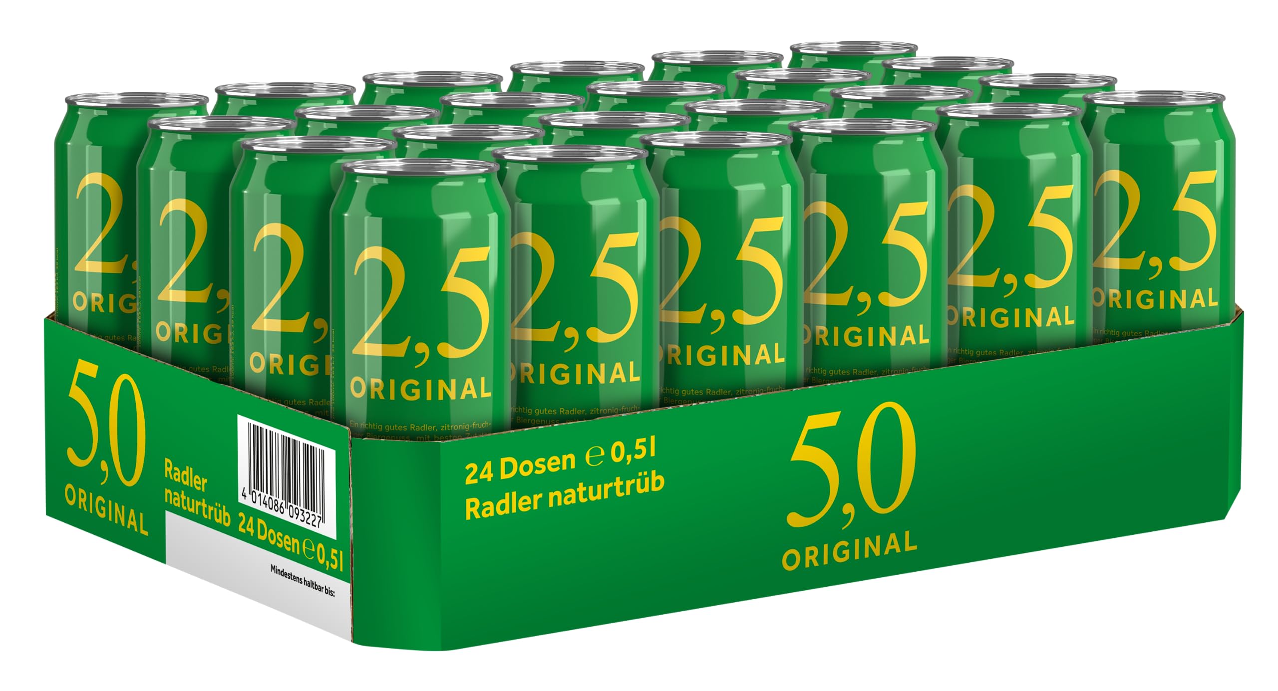 2,5 Original Radler naturtrüb, 24er Dosentray, EINWEG (24 x 0,5l)