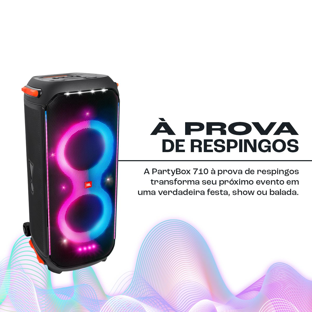 JBL PartyBox 710 - Caixa de Som Bluetooth, 800 W RMS, luzes