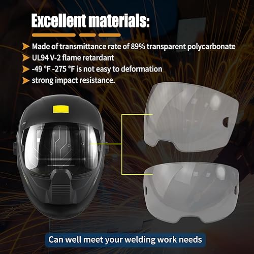 Miniatura 4 de Paquete de 10 lentes transparentes de cubierta frontal 0700000802 compatibles con casco de soldadura Sentinel A50, lente de visión de 3.93 x 2.36