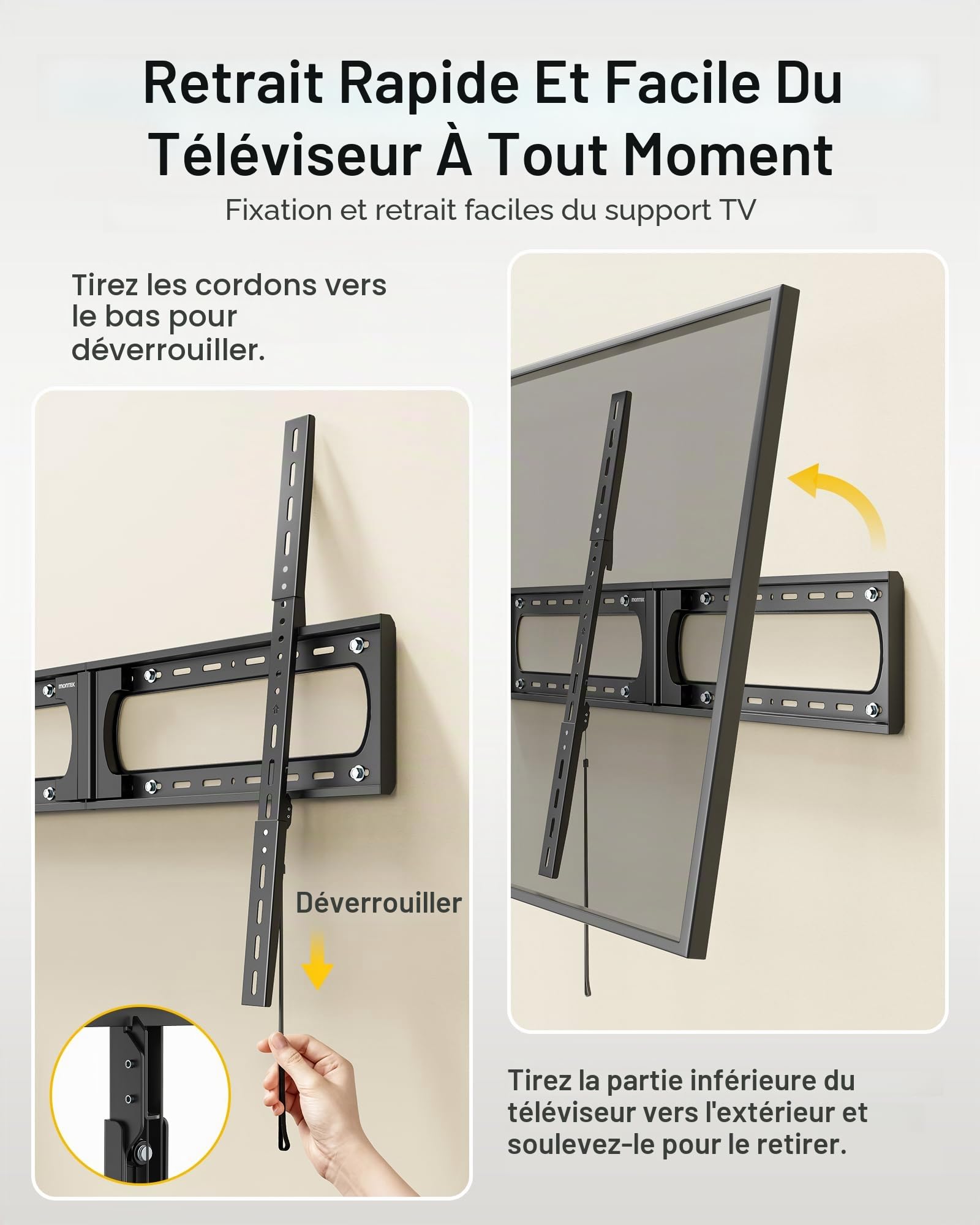 monTEK Support Mural TV Ultra Plat 37-140 Pouces, Robuste jusqu'à 136kg | Profil 30mm du Mur, Niveau à Bulle et Serre-Câbles, VESA Max 1200x800mm, Écrans Plats et Incurvés