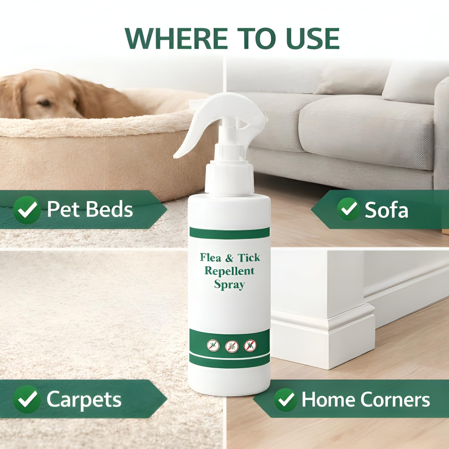 Tick & Flea Repellent Spray for Dogs & Cats, 200ml Each, Pack of 4 4