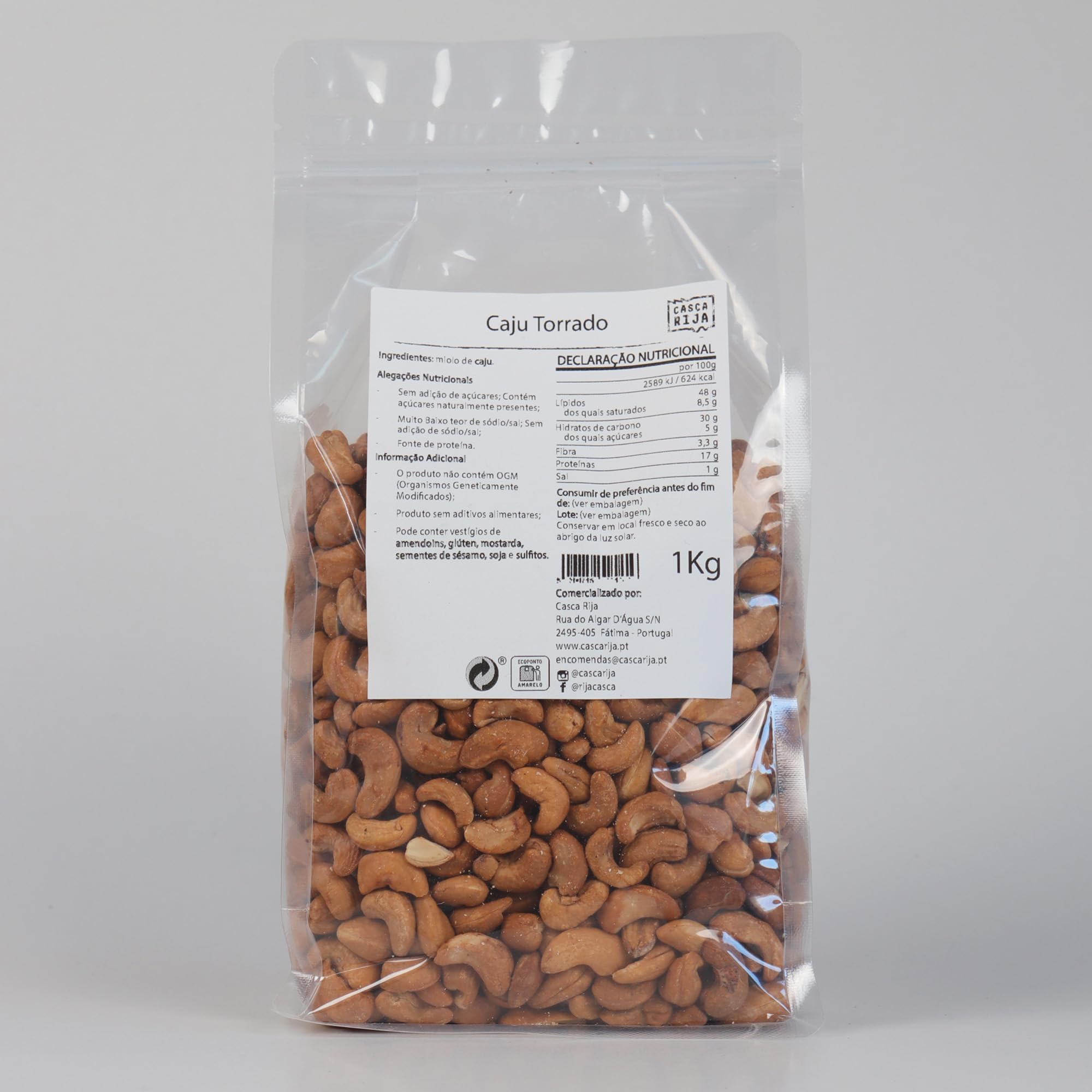 CASCA RIJA: Anacardos Tostados 1 Kg | Asado Naturalmente, Sin Aceite, Sin Conservantes y Sin Sal Añadido | 100% Natural, Vegano