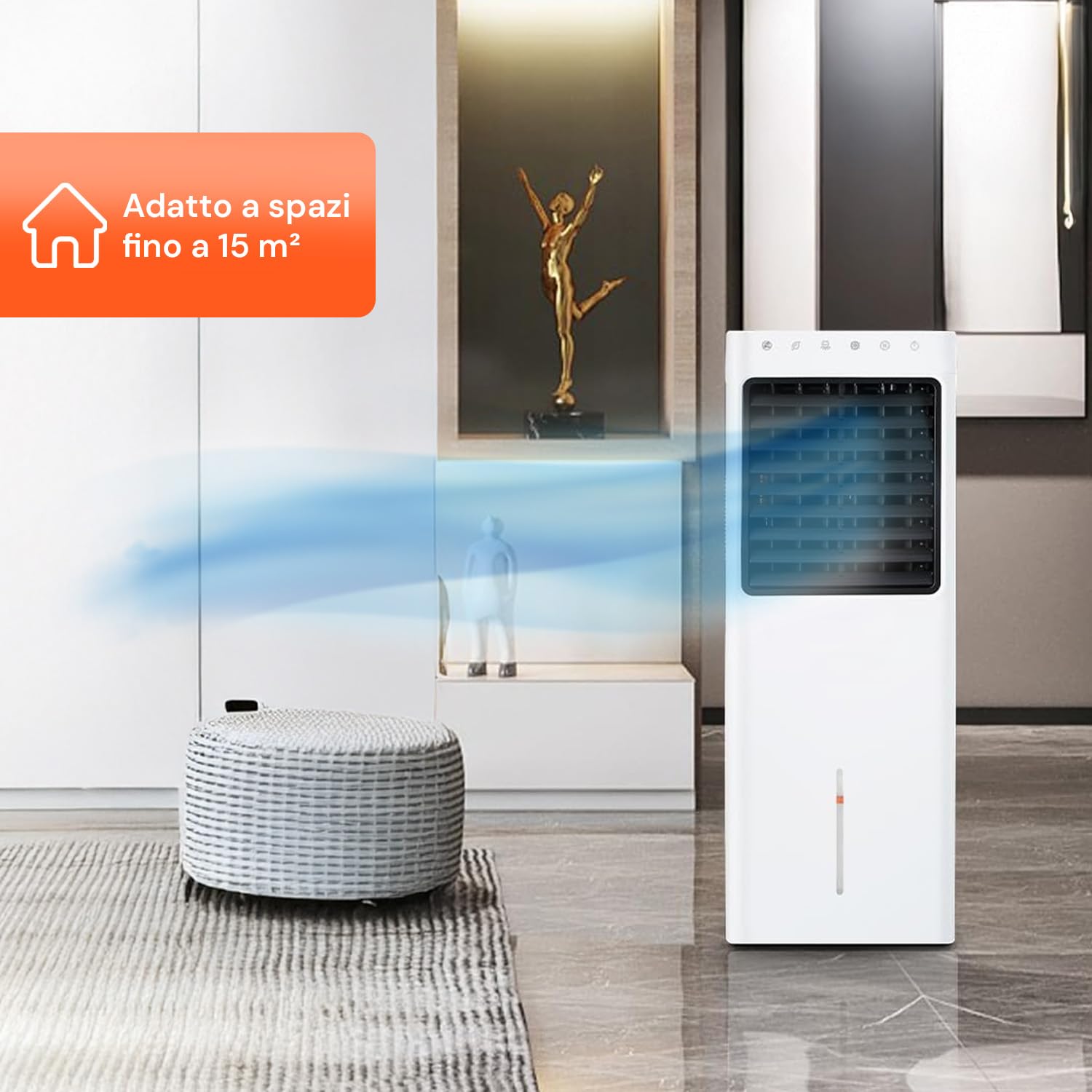 Avilia - Raffrescatore d’Aria 1100W con Tanica 8L, Funzione Freddo/Caldo e Telecomando –, Touch Control e Ionizzatore per Casa e Ufficio