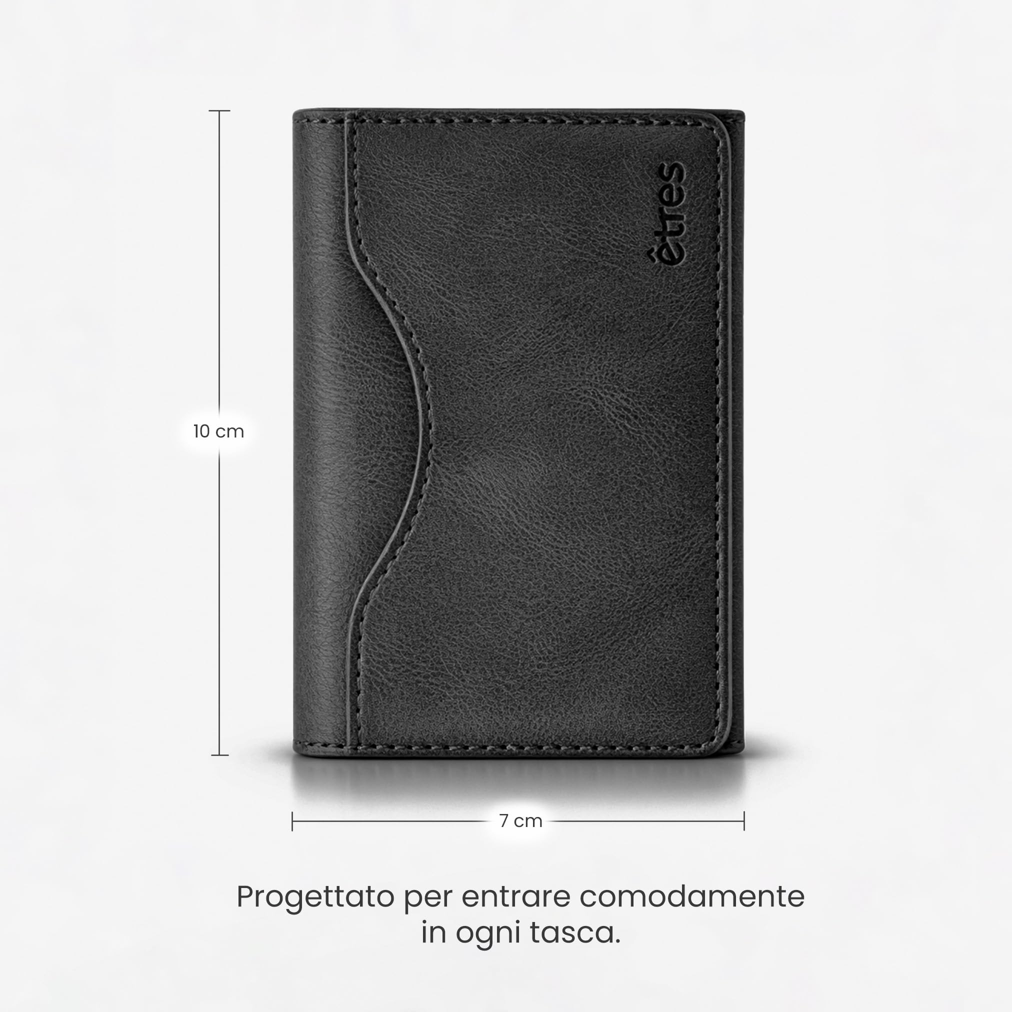 TECHMADE Etres Portafoglio Magsafe Compatibile per iPhone 17/16/15/14/13/12 - Portacarte Magnetico, RFID, in PU Leather - 6 Slot Carte + Tasca Contanti - Compatto, Unisex, Antiscivolo (NERO)