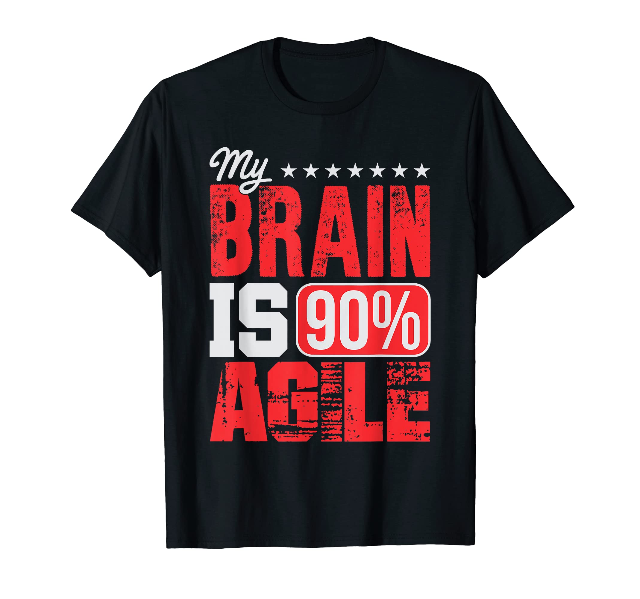 Agile Brain Scrum Lean Project Management Funny PM Coach T-Shirt, Black