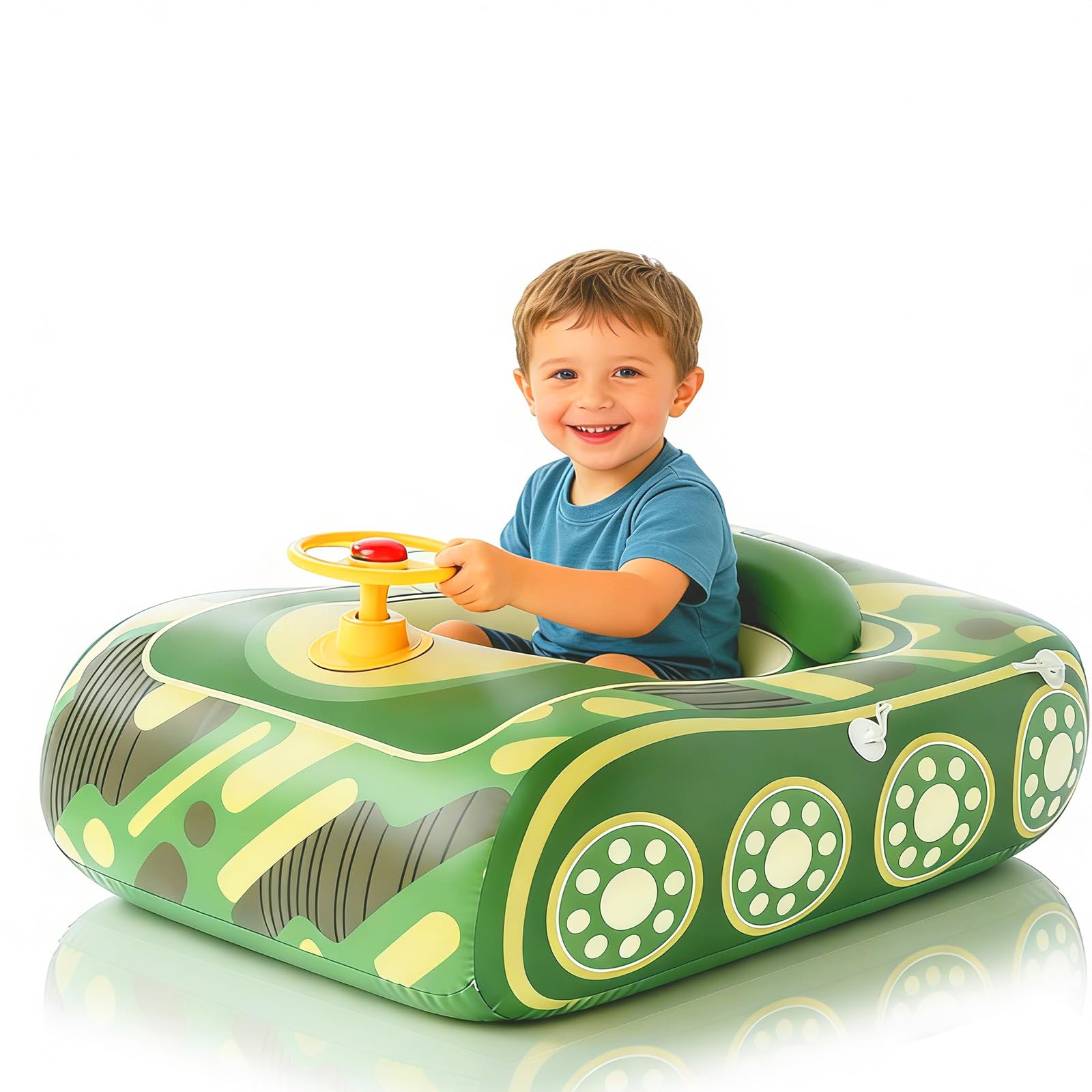 Green Tank Baby Swimming Float Inflatable Baby Pool Float for Kids 18-36 Months,Baby Inflatable Seat Swimming Rings Kids Rubber Ring,Inflatables Swim Ring Pool Rings for Toddlers Infant Boys 1-5 Years