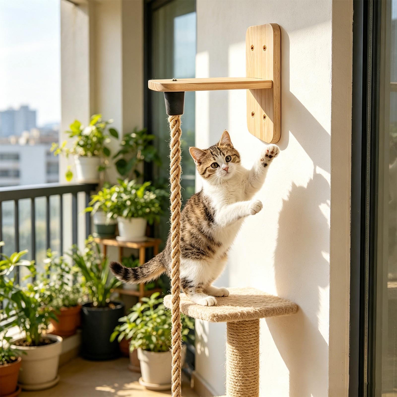 Corde d'escalade pour Chat | Jouet Interactif Résistant Aux Morsures 2 mètres | Marches d'escalade Murales pour Chat,Chatons, Jeu, Griffoir, Repos, Intérieur, Extérieur, Maison, Couloir, Salon