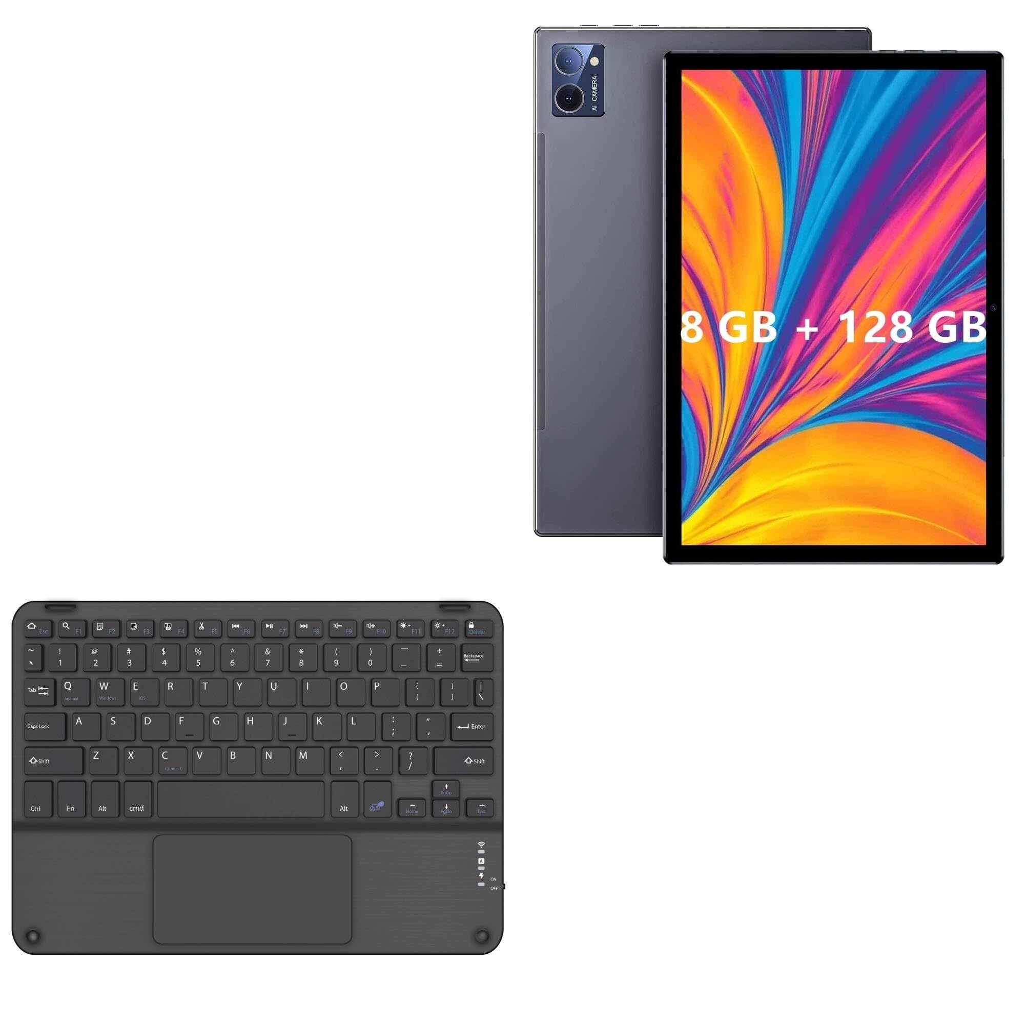 BoxWave Keyboard Compatible with JXCNSNW TYD-109 Tablet (10.1 in) - SlimKeys Bluetooth Keyboard with Trackpad, Portable Slim TouchPad - Jet Black