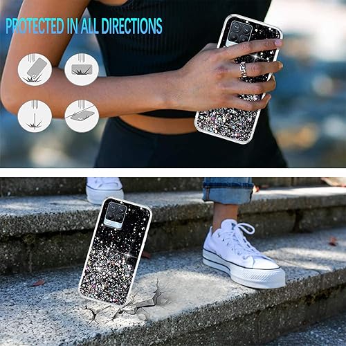 Miniatura 2 de Funda compatible con Realme 8 Pro con purpurina verde transparente, para Realme 8 Pro, funda de silicona transparente de TPU suave, para mujeres y