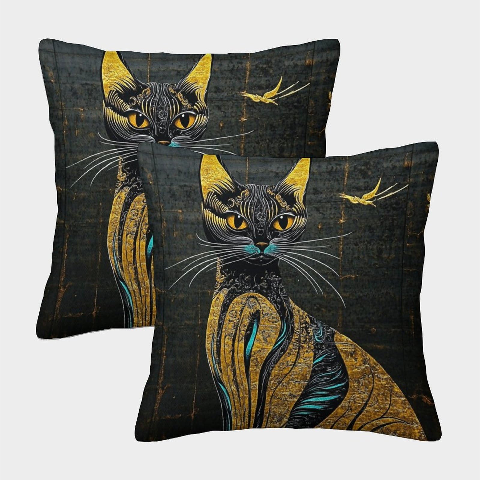 kaiyun 2 Pack Cat - Animal Portraits 3D Cushion Cover Pillow Cover Sofa Outdoor Decoration Square 50x50cm