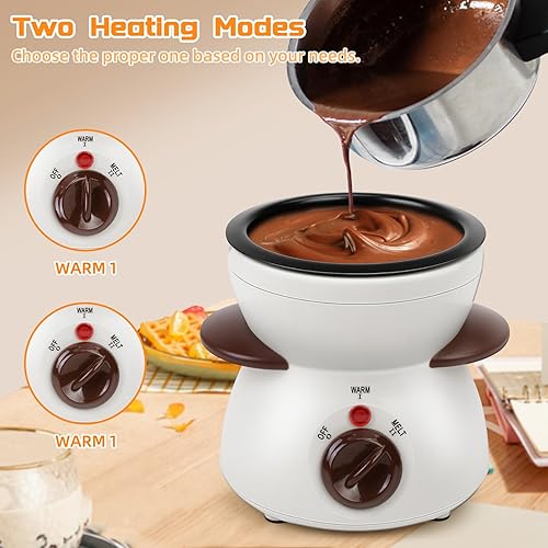 Miniatura 3 de Mini olla para fundir chocolate, fuente de fondue de chocolate, máquina calentadora de 8.79 onzas para chocolate con leche, queso, mantequilla,