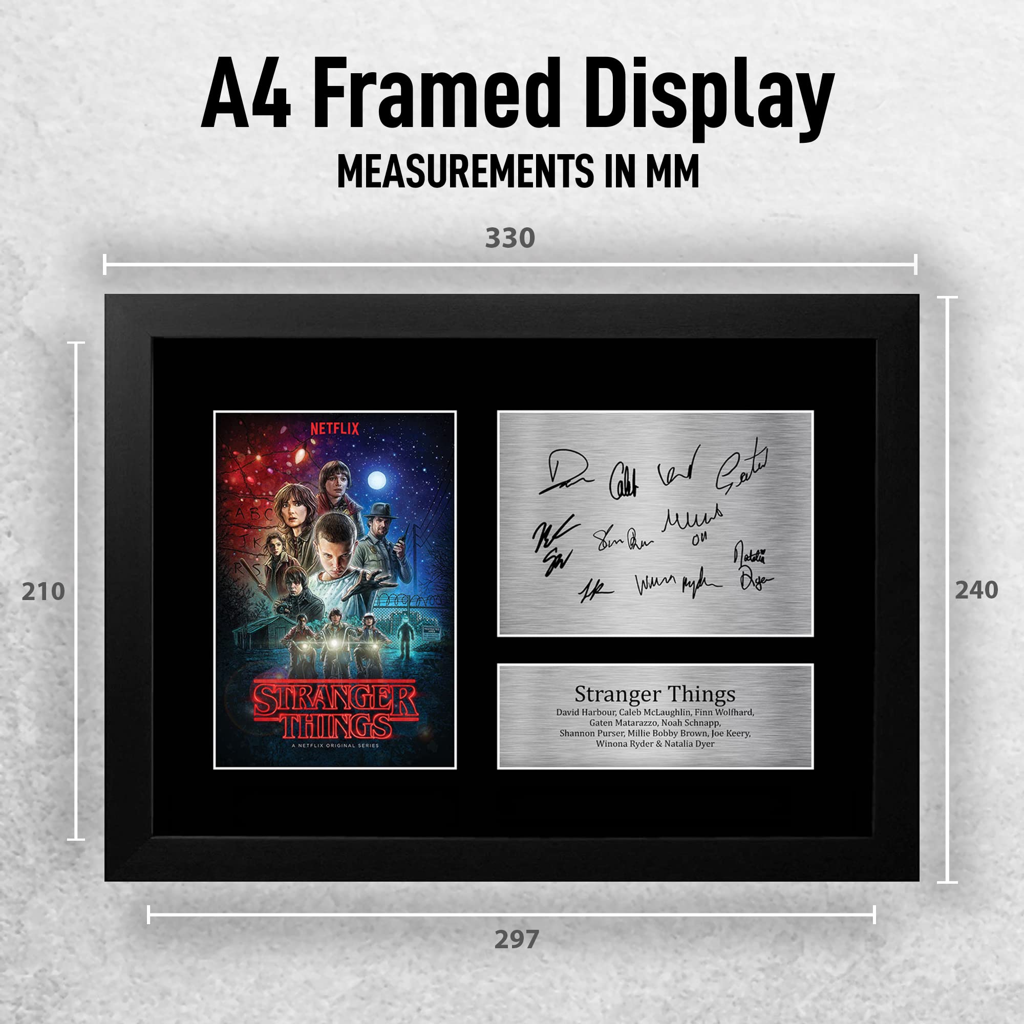 HWC Trading Strange Hawkins Thing Cast Millie Bobby Brown Gifts Printed Signed Autograph Picture for TV Memorabilia Fans - A4 Framed - Image 2