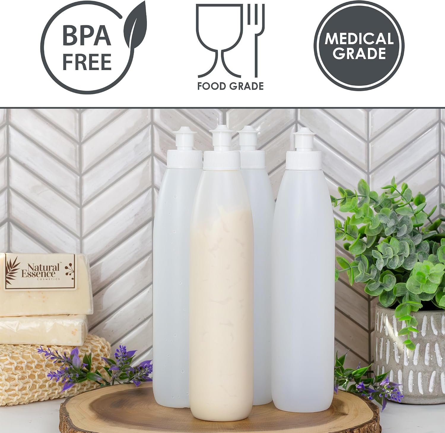 Cornucopia 8-Ounce Squeeze Bottles for Dish Soap and Sauces (6-Pack), BPA-Free HDPE Plastic