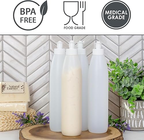 Miniatura 7 de Cornucopia - Botellas exprimibles de 8 onzas para jabón y salsas (paquete de 6), plástico HDPE sin BPA