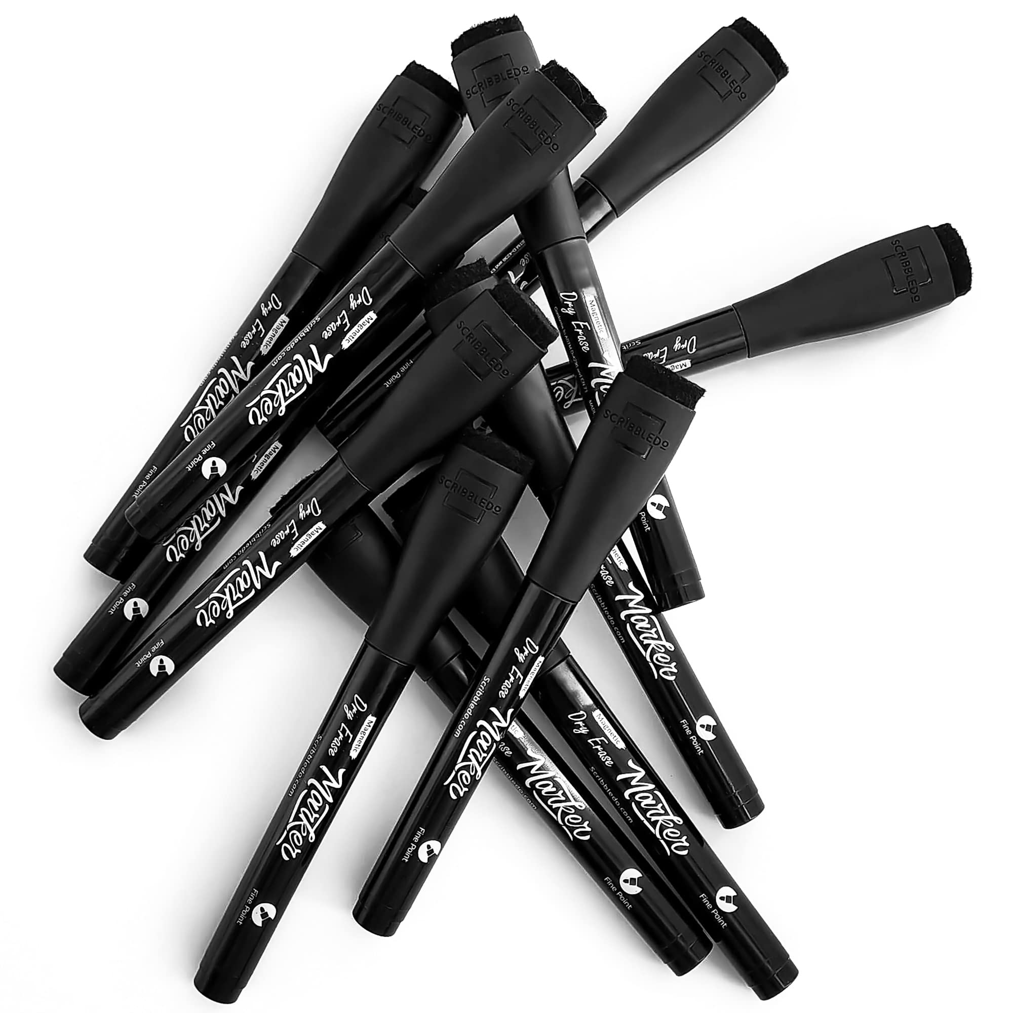 Scribbledo Whiteboard-Marker, magnetisch, trocken abwischbar, feine Spitze, mit Radiergummi, dünn, geruchsarm, dünne Whiteboard-Marker für Erwachsene, Studenten, Lehrer, Kinder, Kunst, Zuhause, Schule