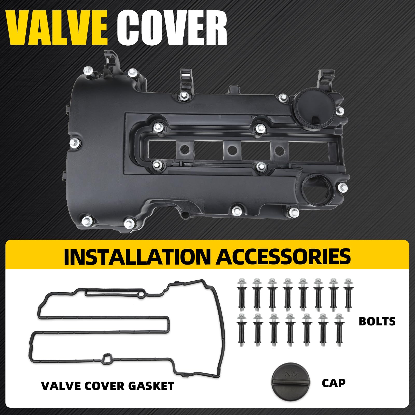 Nifeida 264-968 Engine Camshaft Valve Cover W/Gasket Bolts