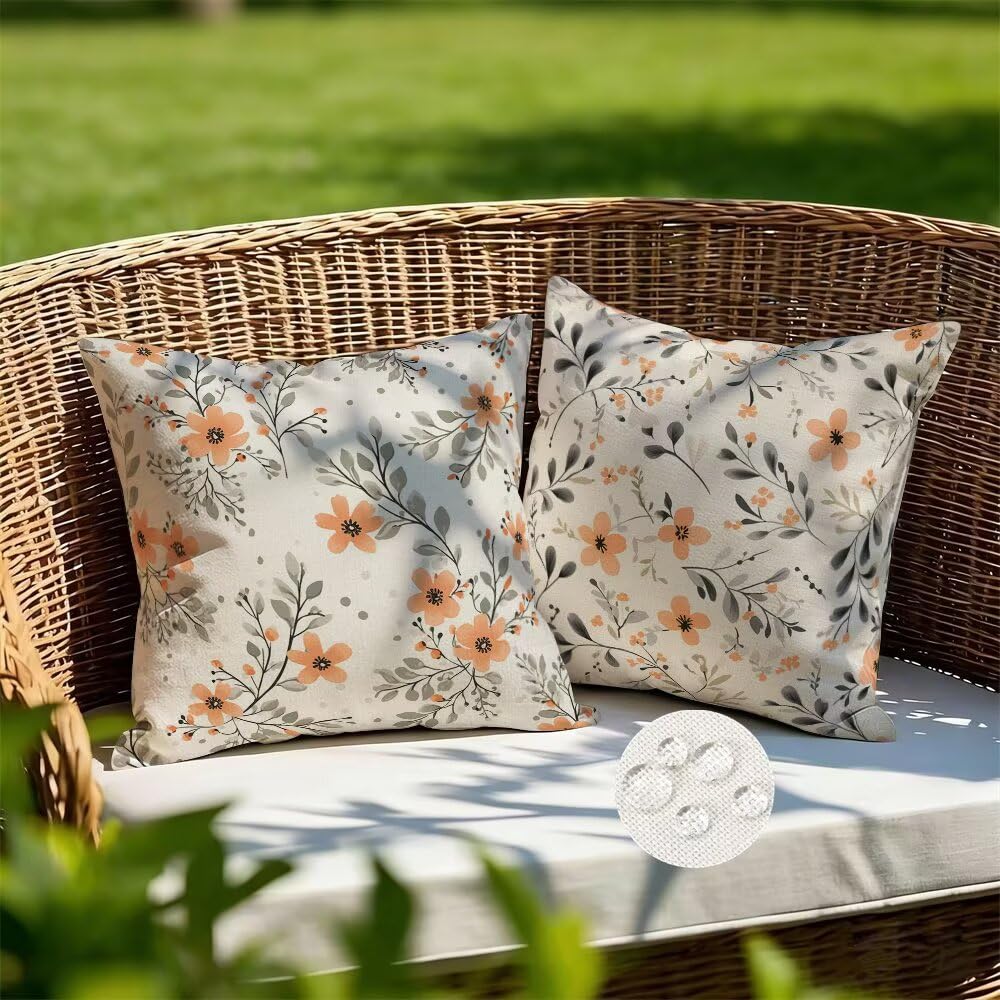 Federe Cuscini da Esterno Impermeabili 65x65 Primavera Copri Cuscini per Divano Floreale Federa Cuscino Nordico Decorativi Copricuscini per Divano Giardino Soggiorno Copricuscino Set di 2 (IU89)