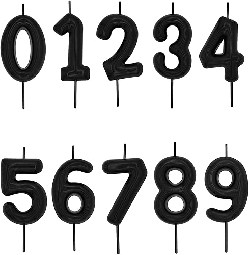 Miniatura 6 de DERVENTA Velas de cumpleaños con números negros de 2.36 pulgadas, decoración para tartas de fiesta, 1 pieza (número 50 negro)