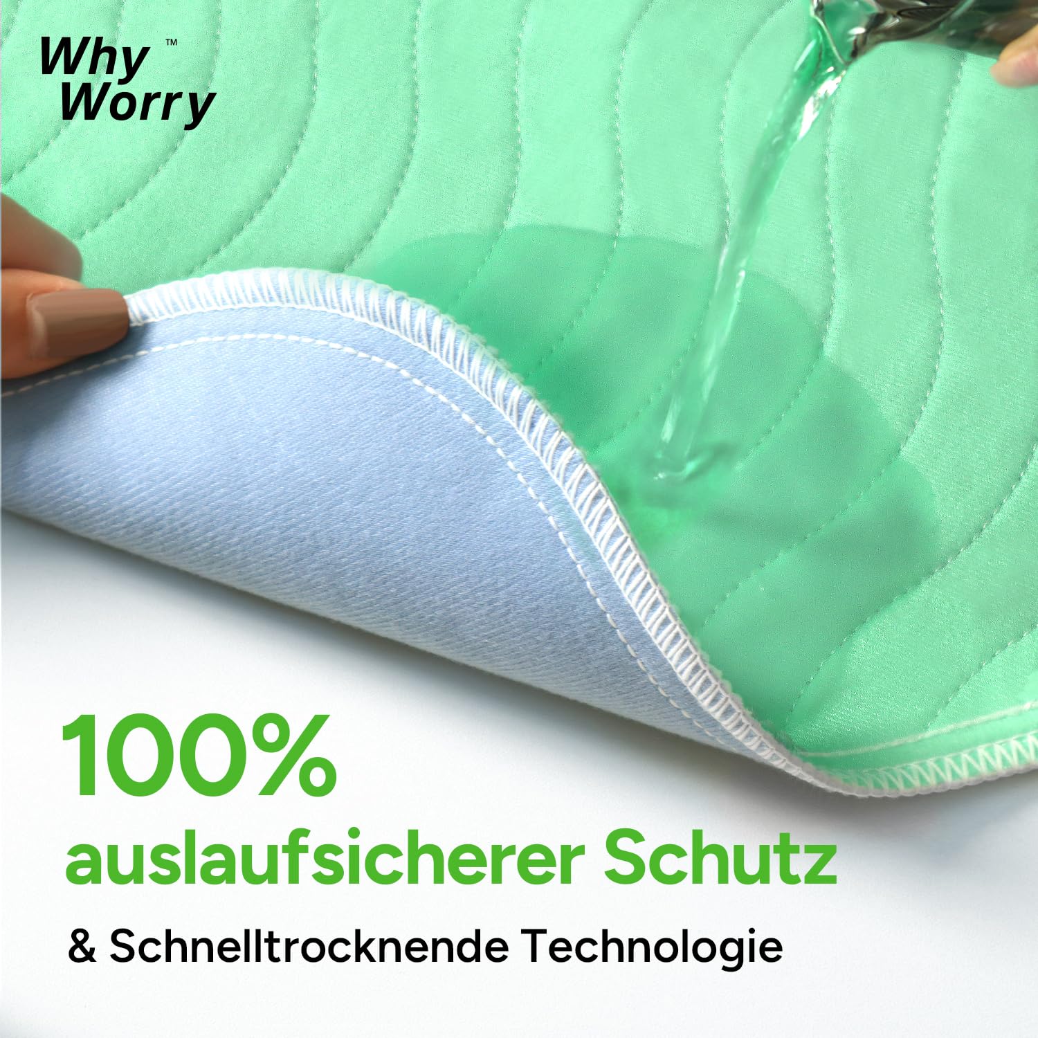 WhyWorry Inkontinenzunterlage Waschbar 86 x 91 cm Matratzenschutz, Wasserdichte Matratzenauflage Bett Inkontinenzauflage für Erwachsene und Kinder, nässeschutz Inkontinenz Bettunterlage, Grün, 4 Stück