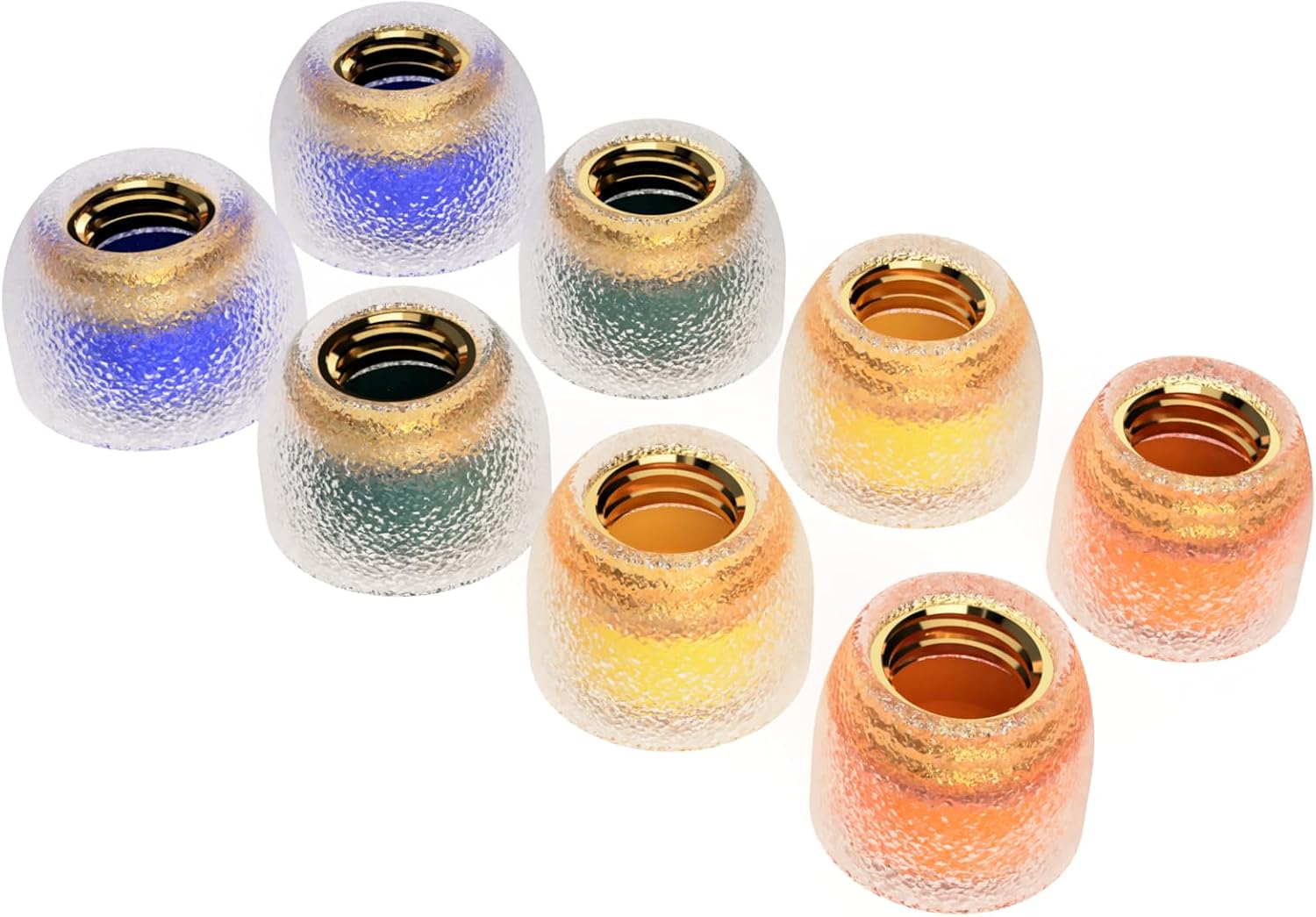 TANGZU Tang Sancai Noble Earbud Tips, Brass IEM Ear Plugs, Replaceable Liquid Silicone Medical Grade Hypoallergic Wide Bore Eartips, Optional XS/S/M/L Size for in Ear Earphones (Each Size- 4 Pairs)