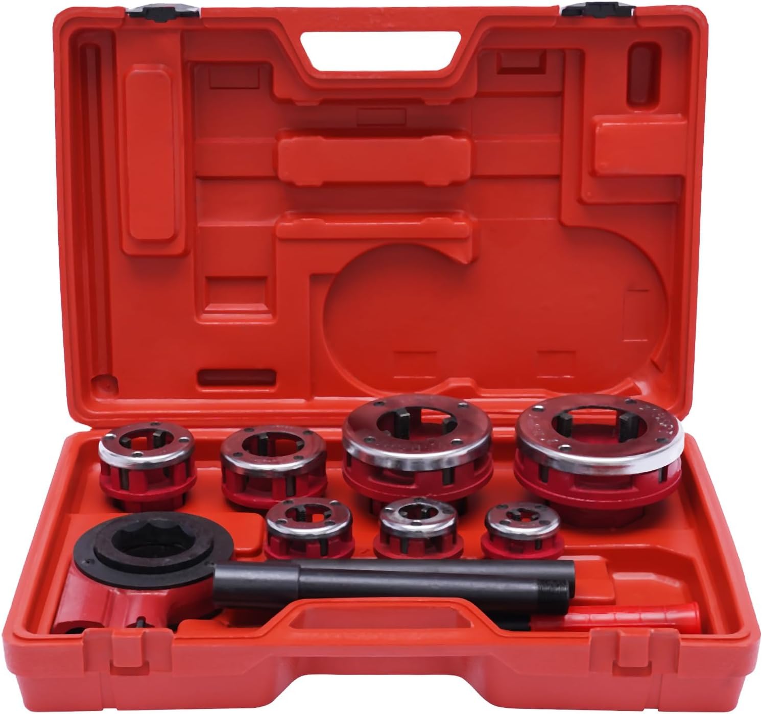 Ratchet Die Sets Ratcheting Pipe Threader Kit 3/8" to 2" Dies and Portable Storage 7 Size Die Set Pipe Threader with Storage Case