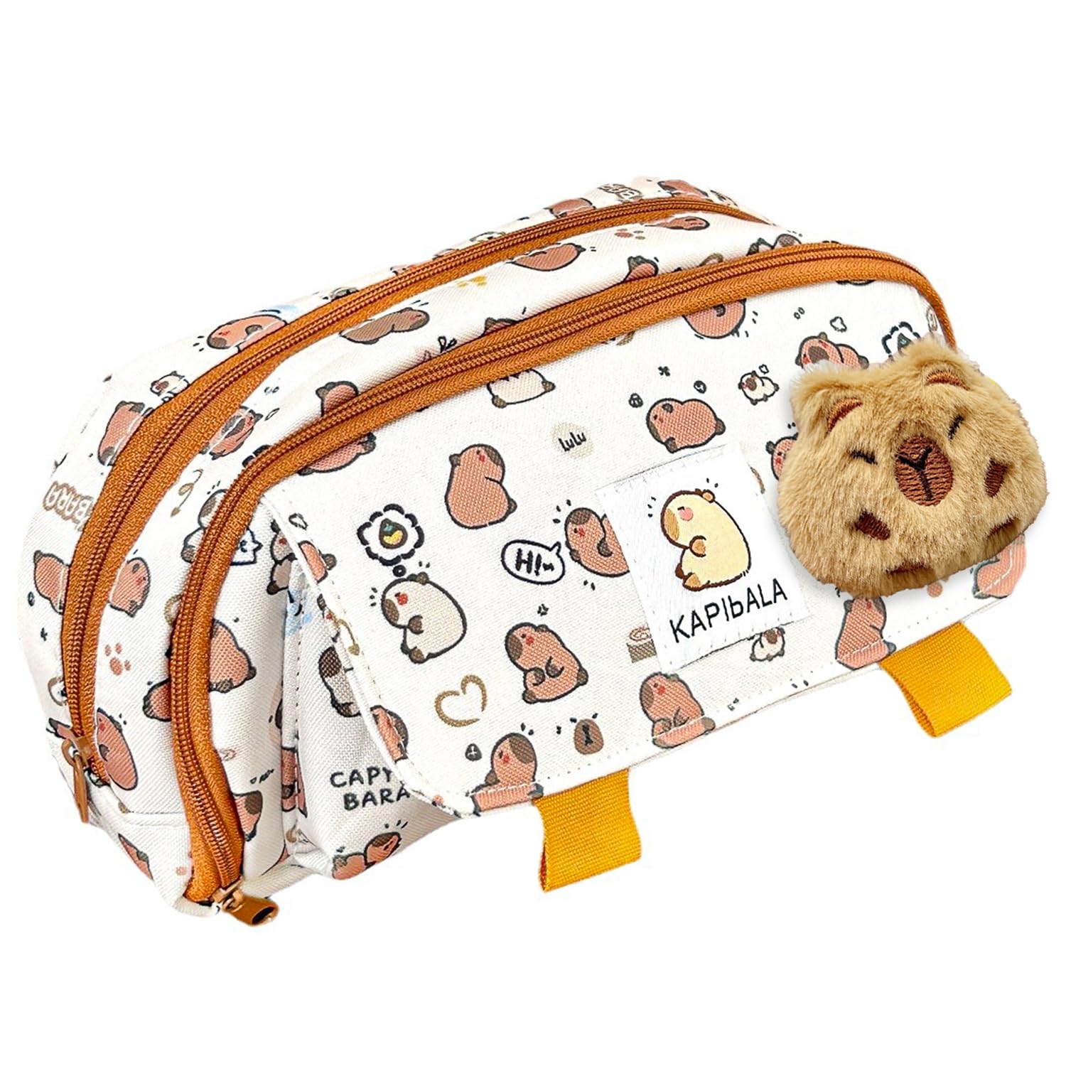 arrderly 1 Pcs Capybara Pencil Case for Girls Boys Multi-Layer Zip Personalized Stationery, Cute School Supplies Storage Pencil Case