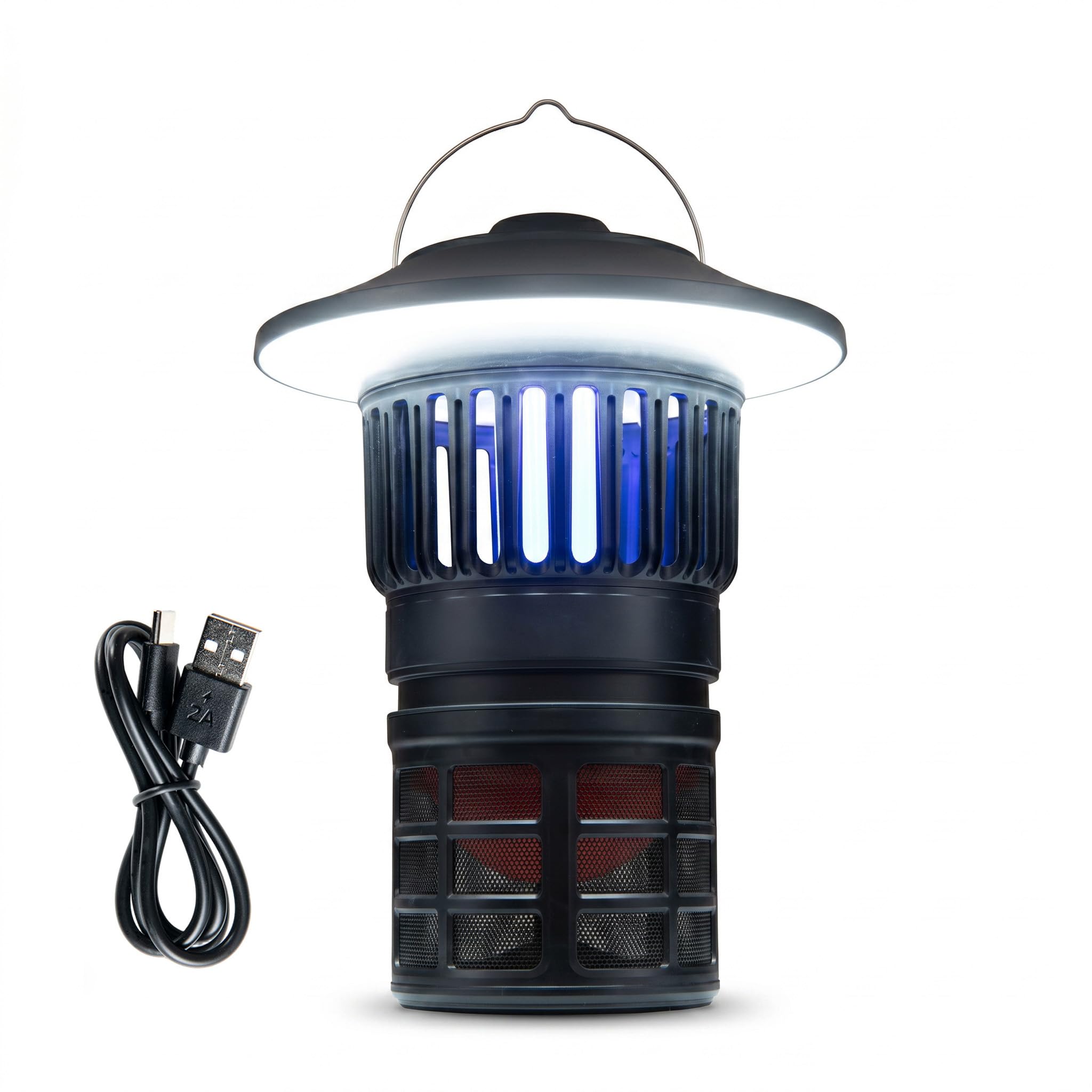 HOMASIS 2 en 1 Lámpara Antimosquitos Exterior con Luz, Captura Moscas Insectos con Ventilador y Batería Recargable de 2000 mAh, Trampa para Mosquitos de Interior y Exterior, Patio, Terraza, Jardín