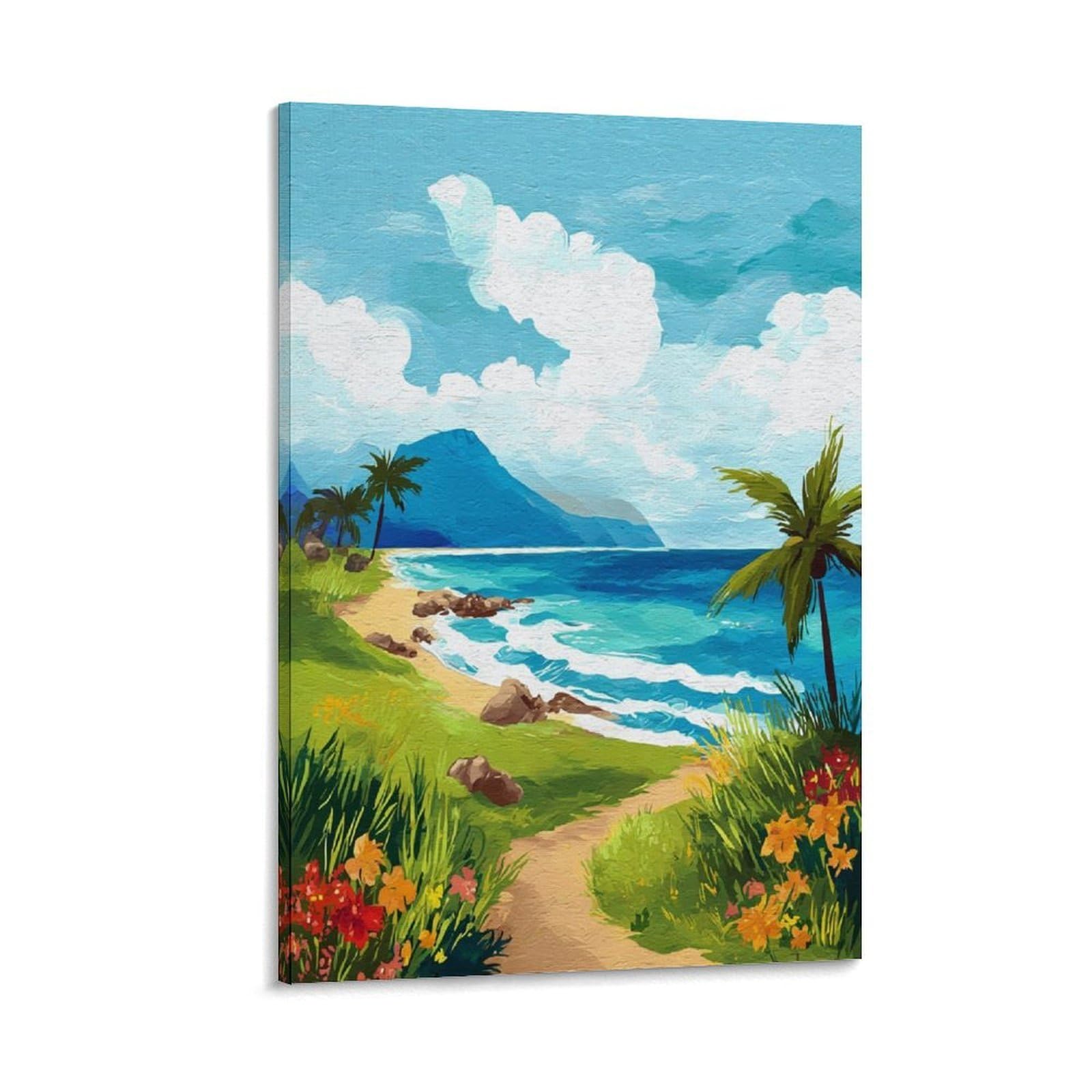 ZBBGGOZ Oahu Posters 24x36inch(60x90cm) Vintage Watercolor Canvas Art