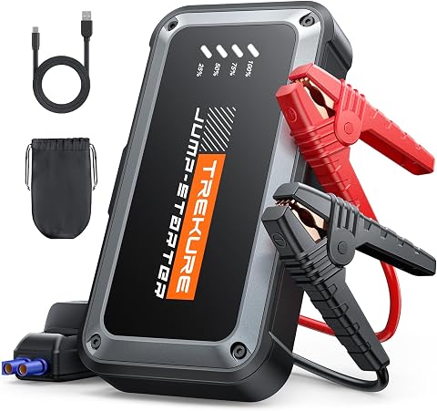 TREKURE 6000A Arrancador de Baterias de Coche (hasta 9,0 L de Gas o 8,5 L de Diésel), Arrancador de Coches Portatil, Protección Inteligente, Linterna LED de 300 LM con 4 Modos