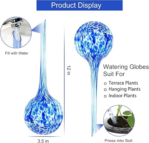 Miniatura 2 de Globos de riego de plantas, sistema automático de bombillas de riego grandes, paquete de 4 globos de riego automático de vidrio, goteros, globos de